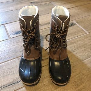 Brown duck boots!